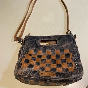 Bed Stu distressed purse. Handles & shoulder strap. 3 inside compartments